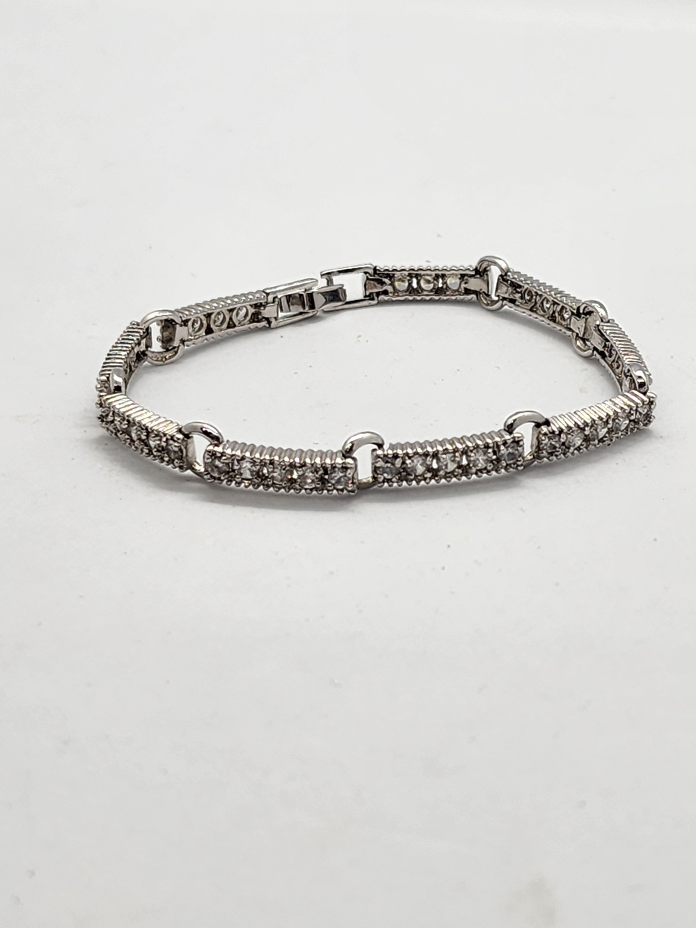 Sterling Silver Pave Link Bracelet in Silver
